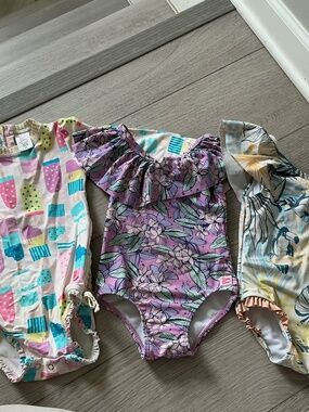 Ruffle Butts SET OF THREE one piece swim suits 2T